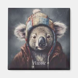 Aimant koala adorable portant casquette mignon personnali