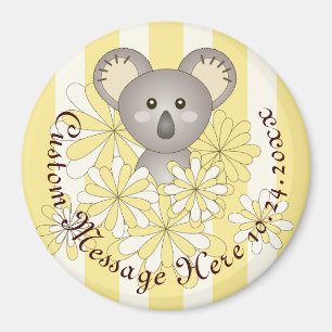 Aimant Koala Bébé Personnalisé Mignon Rayures Jaunes