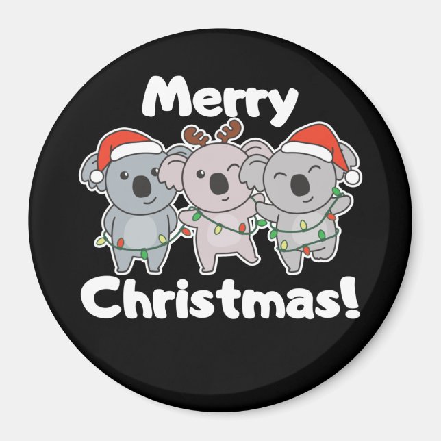 Aimant Koala Christmas Animaux Koalas Joyeux Noël Mag (Devant)