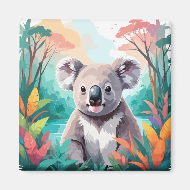 Aimant Koala Vector Art Animal Dans La Nature Majestueuse (Devant)