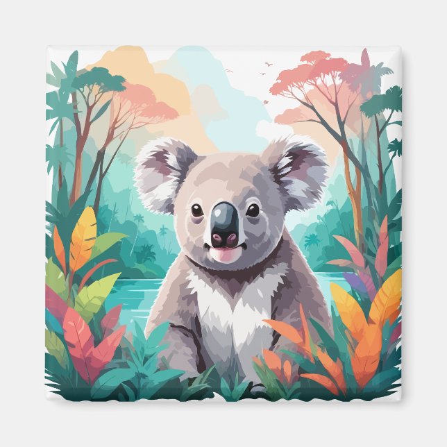Aimant Koala Vector Art Animal Dans La Nature Majestueuse (Devant)