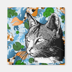 Aimant Koi Pond et Cat moderne
