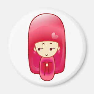 Aimant Kokeshi rose