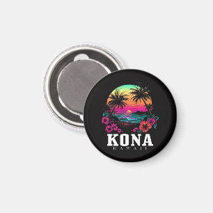 Aimant Kona Hawaï Fleurs d'Hibiscus Hawaïennes Surfeur