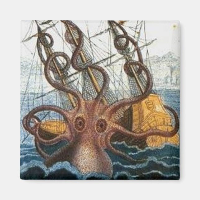 Aimant Kraken Steampunk Octopus Vintage (Devant)