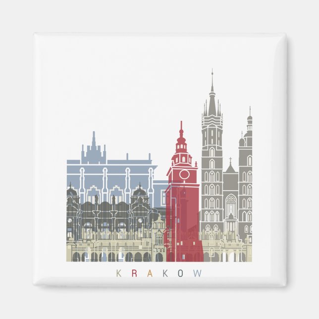 Aimant Krakow skyline poster (Devant)