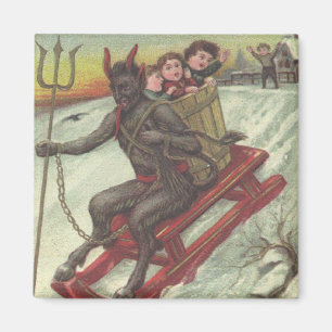 Aimant Krampus Kidnapping Enfants Sur La Fourche À Cuisse