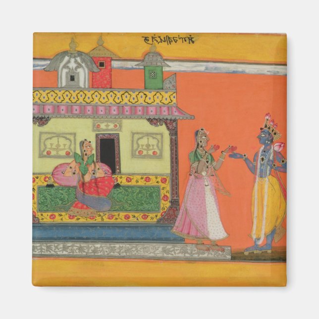 Aimant Krishna arrivant chez Radha, illustration pour (Devant)