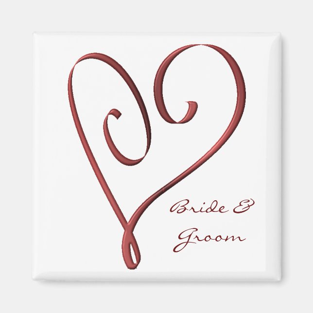 Aimant KRW Personnalisé Stylisé Coeur Rouge Mariage Faveu (Devant)