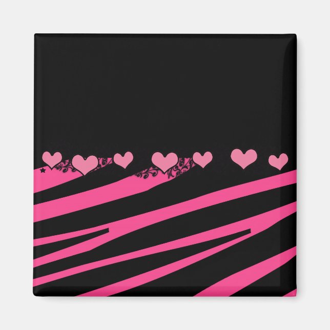 Aimant KRW rose et noir Zebra Diva Hearnet (Devant)