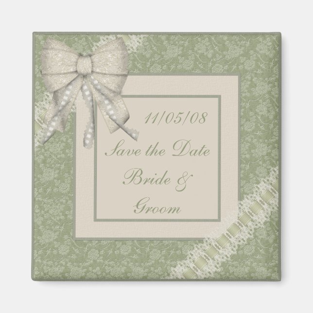 Aimant KRW Sage Green Custom Enregistrer le Mariage de da (Devant)