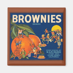 Aimant KRW Vintage Brownies Orange Fruit Crate Étiquette