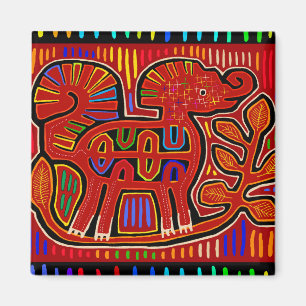 Aimant Kuna Indian Baby Elephant - Mola Folk Art