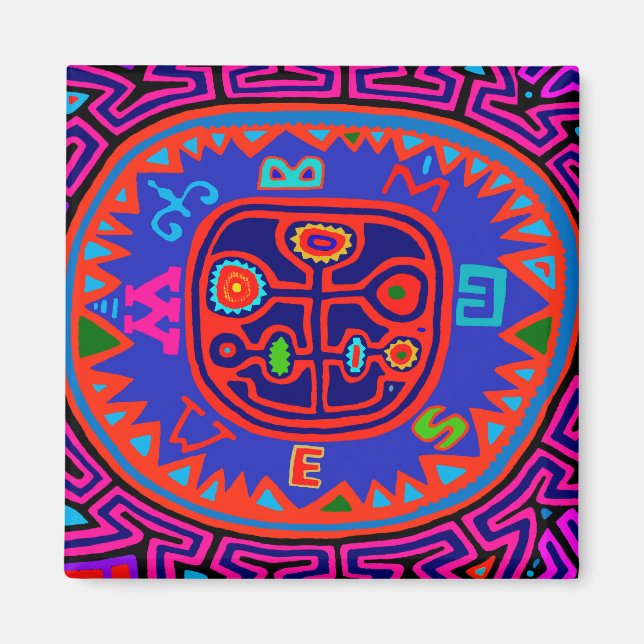 Aimant Kuna Indian Mola Compass (Devant)