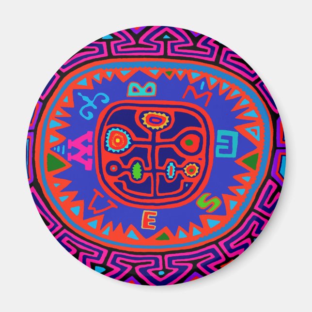 Aimant Kuna Indian Mola Compass (Devant)