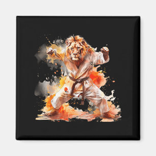 Aimant Kung Fu Lion Aquarelle Judo Taekwondo Kickboxing