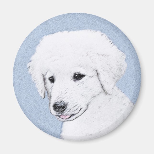 Aimant Kuvasz Peinture - Cute Original Chien Art (Devant)