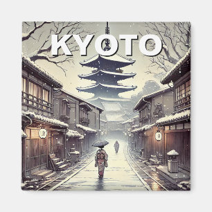 Aimant Kyoto Japon Voyage Yasaka Shore Vintage hiver