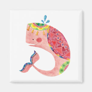 Aimant La baleine rose heureuse