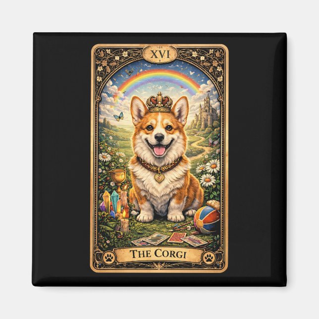Aimant La carte de tarot Corgi (Devant)