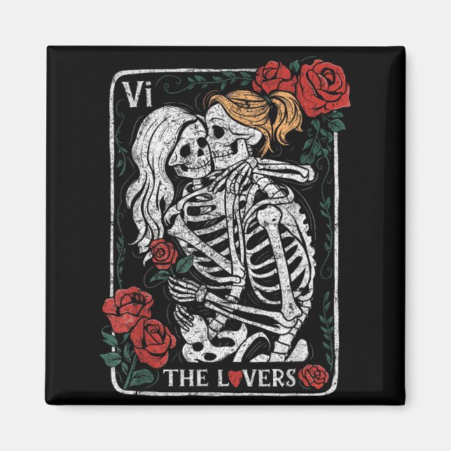 Aimant La carte de tarot des amants gothique occulte embr (Devant)