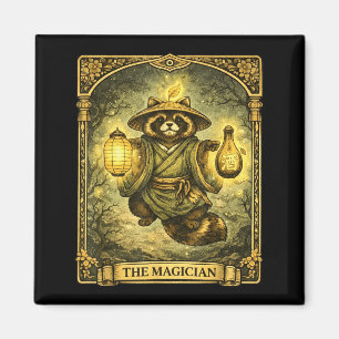 Aimant La carte de tarot du magicien Tanuki Yokai Raton l