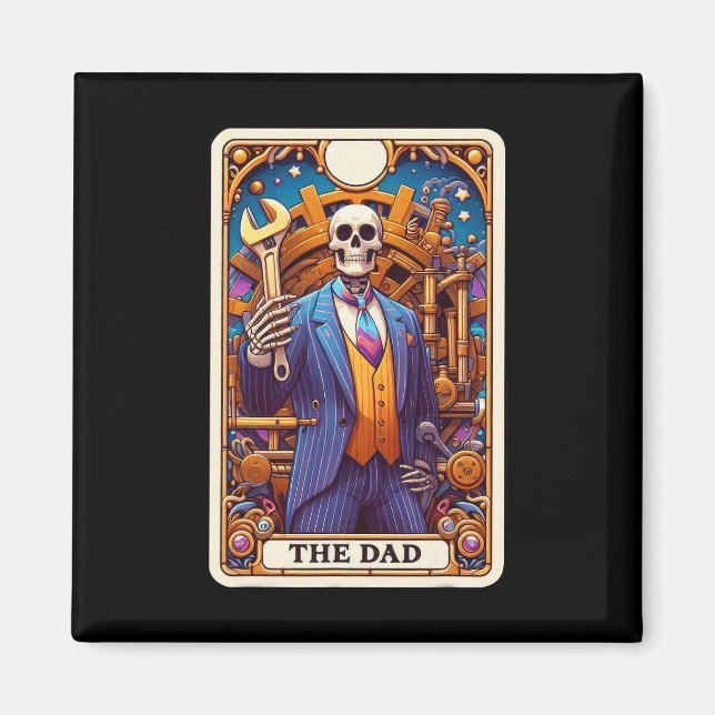 Aimant La carte de tarot papa squelette fête des pères Da (Devant)