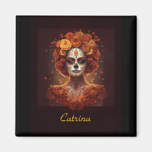 Aimant La Catrina Souci Dia de los Muertos Crâne de Sucre
