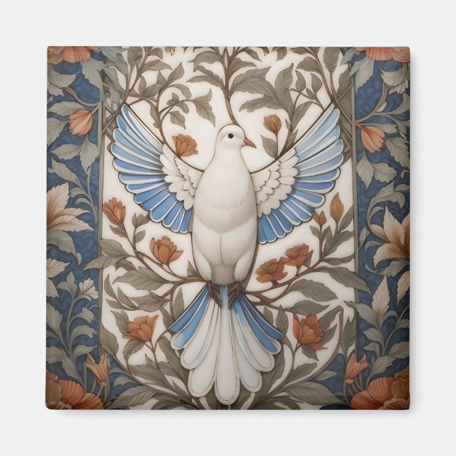 Aimant La colombe paisible William Morris Inspiré Floral (Devant)