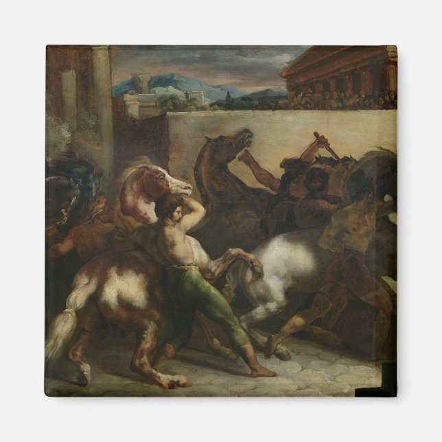 Aimant La course du Cheval sauvage à Rome, vers 1817 (Devant)
