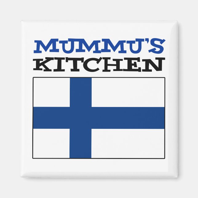 Aimant La cuisine de Mummu avec le drapeau de la Finlande (Devant)