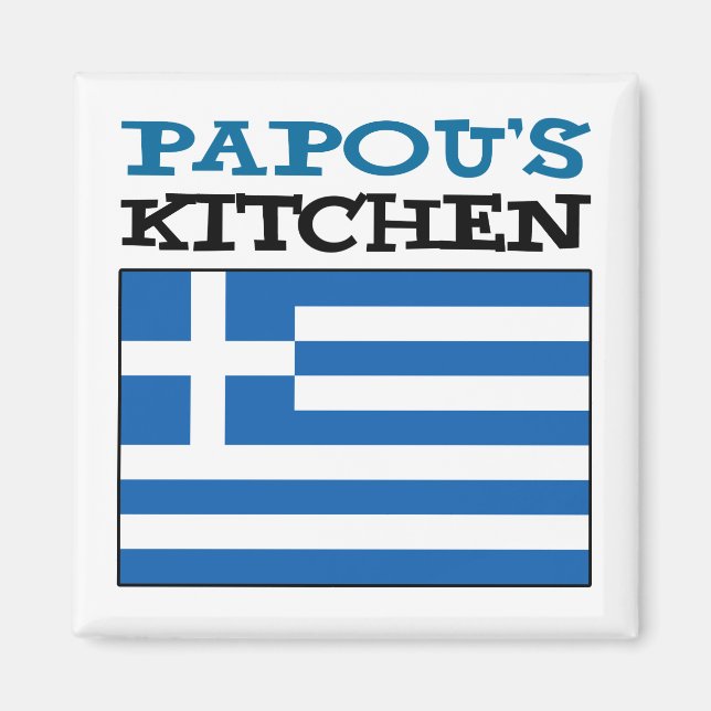 Aimant La cuisine de Papou avec drapeau de la Grèce (Devant)