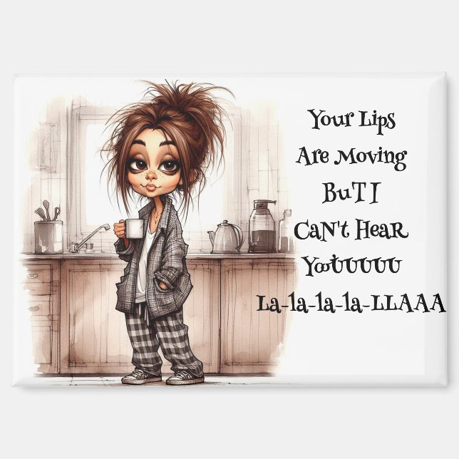 Aimant La dame au café bizarre ne peut pas vous entendre  (Recto)