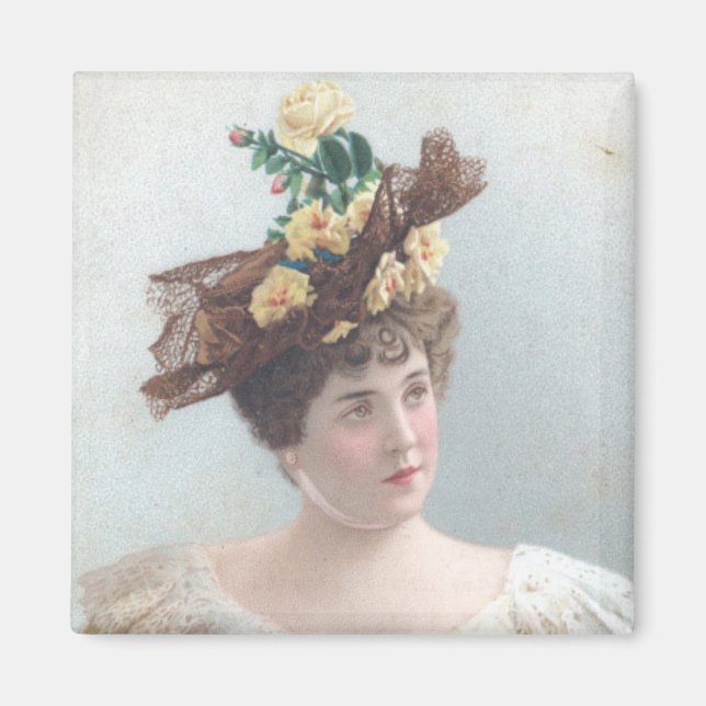 Aimant La dame avec l'aimant Casquette rose jaune (Devant)