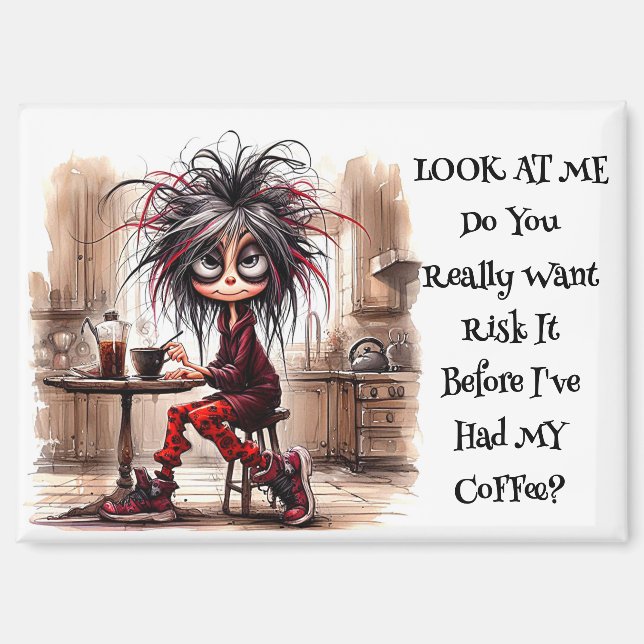 Aimant La Dame de café Quirky Risque L'Aimant (Recto)