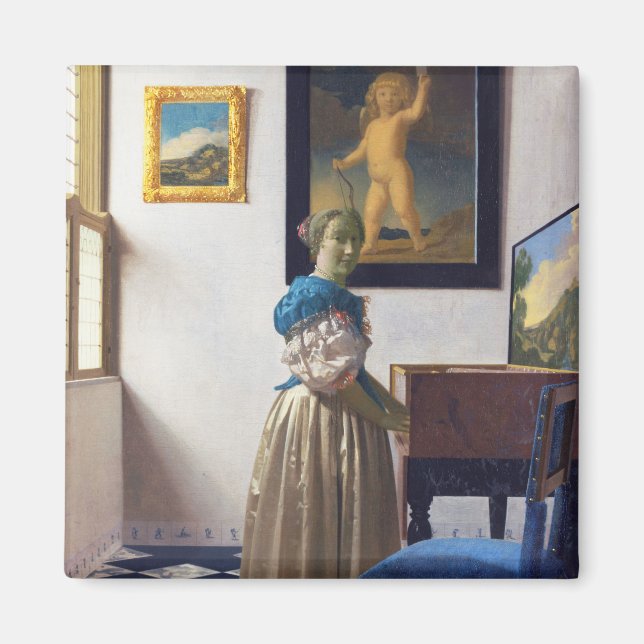 Aimant La dame debout dans une virginale, Johannes Vermee (Devant)