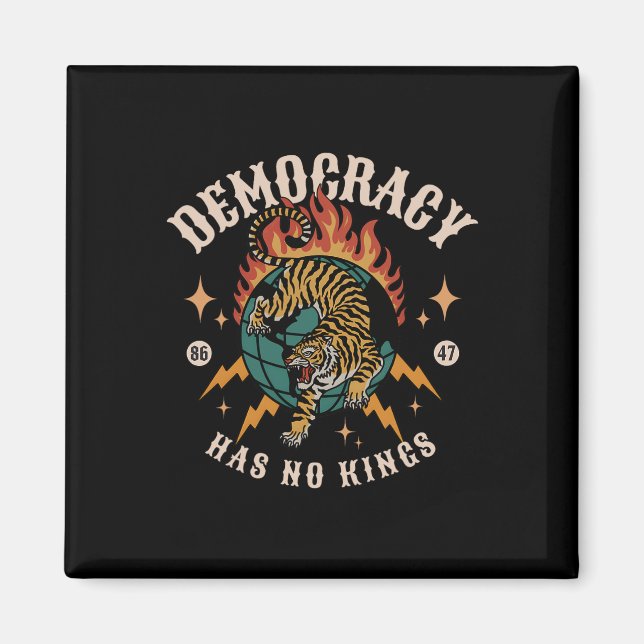 Aimant La démocratie n'a pas de roi 8647 Anti Trump Ameri (Devant)