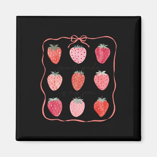 Aimant La deuxième année est mon truc 2e année fraise dos (Devant)