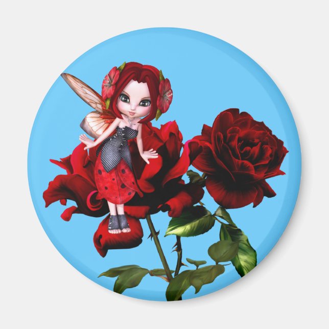 Aimant La fée de la cocaïne sur les roses rouges (Devant)