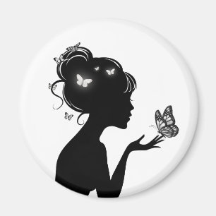 Aimant La femme papillons blancs