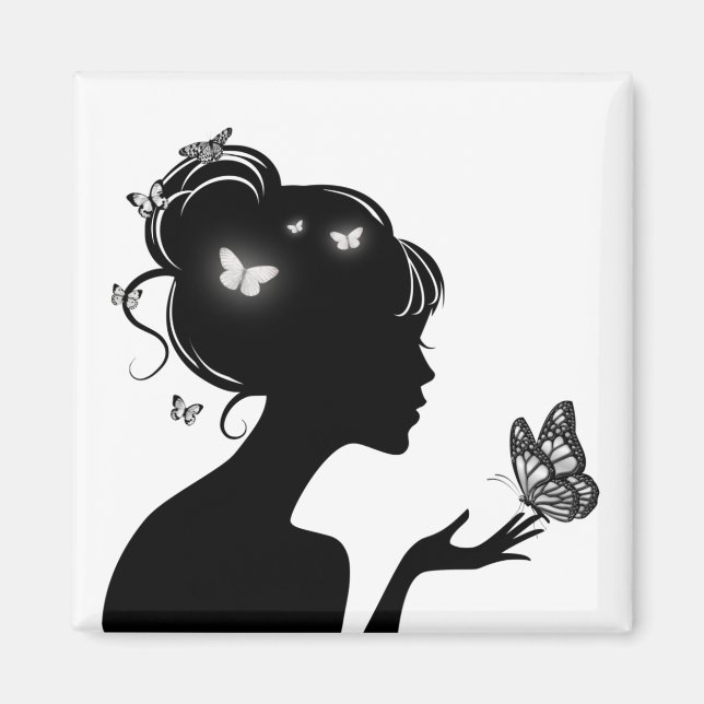 Aimant La femme papillons blancs (Devant)