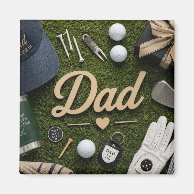 Aimant La fête des pères pour papa golfeur  (Devant)