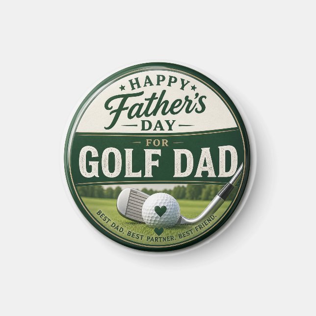 Aimant La fête des pères pour papa golfeur  (Devant)