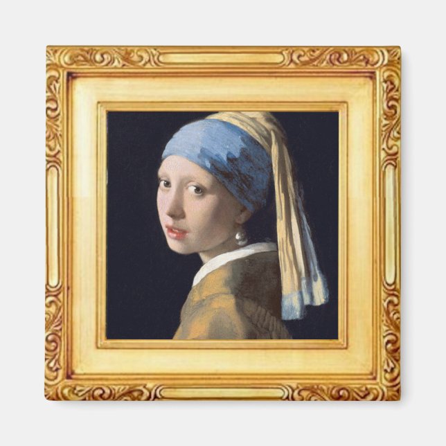 Aimant La fille au collier de perles par Vermeer (Devant)