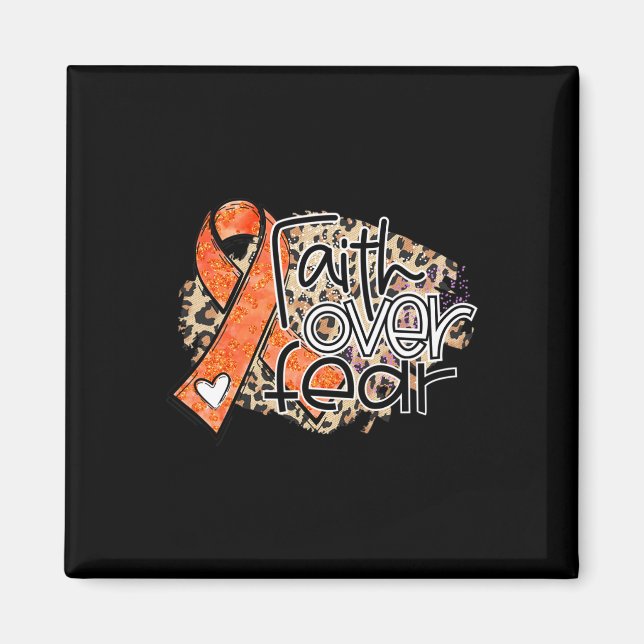 Aimant La foi sur la peur Leopard Orange Ribbon Leukemia  (Devant)