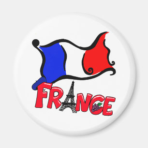 Aimant La France avec des produits de drapeau