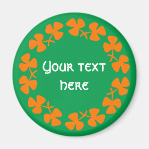Aimant La frontière orange de shamrocks ajoutent le text