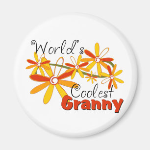 Aimant La grand-mère la plus cool du monde floral