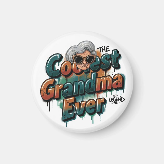 Aimant La grand-mère la plus cool que jamais Cool Graffit (Devant)