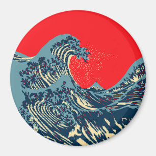 Aimant La Grande vague Hokusai dans le style art de l'esp
